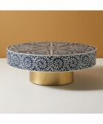 Leelawati Arts : Wood Bone Inlay Coffee Table in Blue Bone Inlay Coffee Table