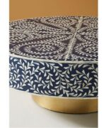 Leelawati Arts : Wood Bone Inlay Coffee Table in Blue Bone Inlay Coffee Table - Image 3