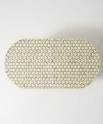 Leelawati Arts : Bone Inlay Grey Color Oval Shape Coffee Table Grey - Image 3