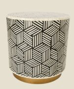 Leelawati Arts : Bone Inlay Round Night Stand/ Bedside Table
