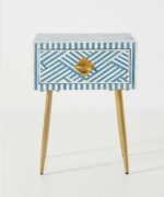 Leelawati Arts : Bone Inlay Round Night Stand/ Bedside Table 1 Drawer