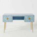 Leelawati Arts : Bone Inlay Console Table Sky Blue, Bone Inlay Desk