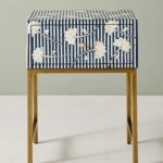 Leelawati Arts : Bone Inlay Round Night Stand/ Bedside Table 1 Drawer