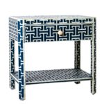 Leelawati Arts : Home Decorative Bone Inlay Black And White Bedside Table