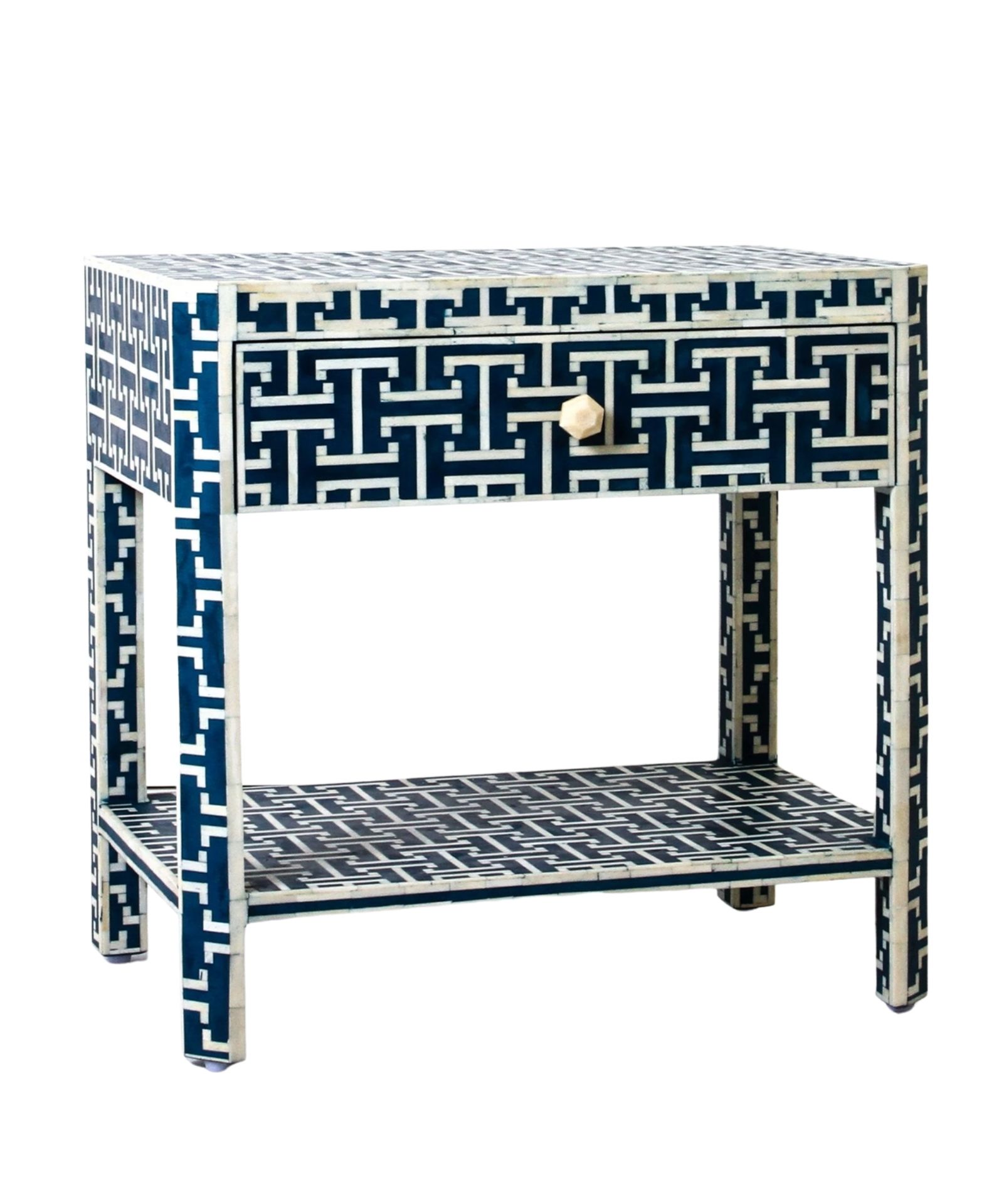 Untitled-design-2022-01-06T122940.357.jpg Leelawati Arts : Home Decorative Bone Inlay Black And White Bedside Table - Image 1