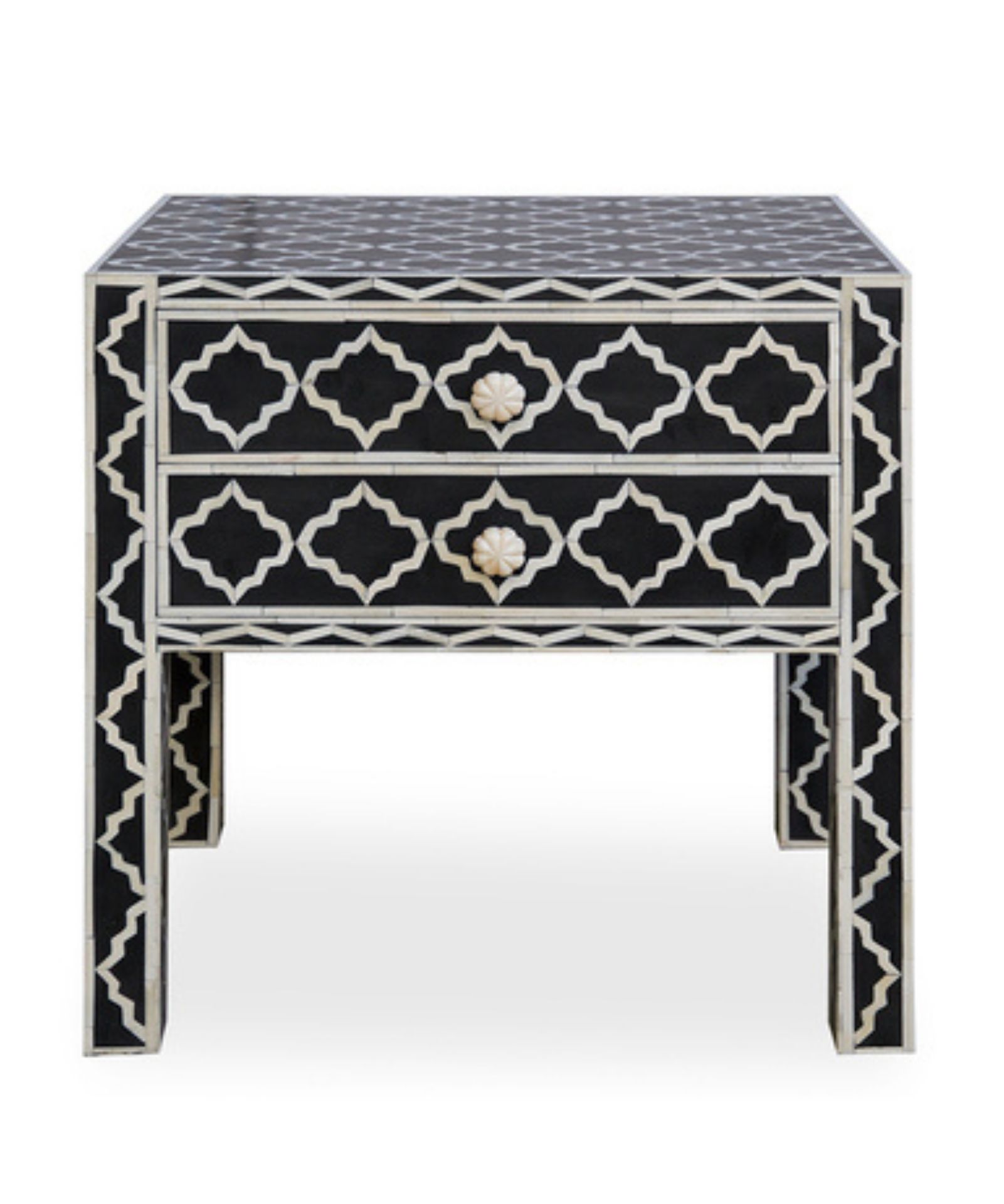 Untitled-design-2022-01-06T141539.718.jpg Leelawati Arts : Bone Inlay Moroccan Design Bone Inlay 2 Drawer Bedside Table - Image 1