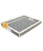 Leelawati Arts : Bone Inlay Black And White Eye Design Serving Tray