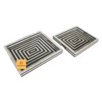 Leelawati Arts : Bone Inlay Black And White Zebra Design Serving Trays