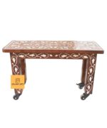 Leelawati Arts : Wooden Mother Of Pearl Inlay Floral Design Coffee Table Brown Color