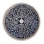 Leelawati Arts : Bone Inlay Black Floral Design Serving Tray