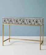 Leelawati Arts : Wooden Bone Inlay Desk Console Table Writing Desk - Image 3