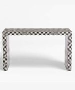 Leelawati Arts : Wooden Bone Inlay Black And White Console Table - Image 2