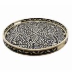 Leelawati Arts : Bone Inlay Black Color Flower Design Serving Tray