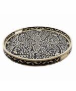 Leelawati Arts : Bone Inlay Black Color Flower Design Serving Tray