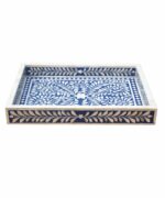 Leelawati Arts : Bone Inlay Blue Color Flower Design Serving Tray