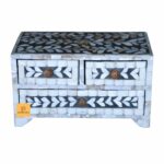 Leelawati Arts : Home Decor Wooden Mother Of Pearl Jewelry 3 Drawer Box