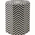 Leelawati Arts : Wooden Bone Inlay Luxury Black And White Hexagonal Side Table / End table