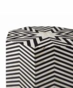Leelawati Arts : Wooden Bone Inlay Luxury Black And White Hexagonal Side Table / End table - Image 2