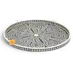 Leelawati Arts : Luxury Mother Of Pearl Large Round Tray in Gray