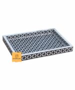 Leelawati Arts : Bone Inlay Black Color Eye Design Serving Tray - Image 3