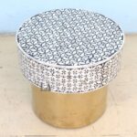 Home Décor Wood Bone Inlay Round Side Table / Coffee Table / Center Table