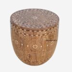 Leelawati Arts : Luxury Drum Table Wood Bone Inlay Round Storage Table