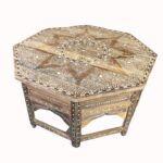 Home Décor Wood Bone Inlay Octagon Side Table / Coffee Table / Center Table