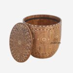 Leelawati Arts : Luxury Drum Table Wood Bone Inlay Round Storage Table - Image 3