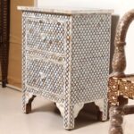 Leelawati Arts : Home Decorative Handmade Handicrafts Mother of Pearl Two Drawer Bedside Table / Side Table