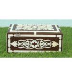 LEELAWATI ARTS : Wood Mother of Pearl Home Decorative Unique Brown Box , Jewelry Box - Image 3