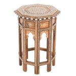 Leelawati Arts : Home Décor Wood Bone Inlay Hexagon Side Table / Coffee Table / Bedside Table