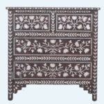 Luxury Mother of Pearl Floral Design Dresser Chest of 5 Drawers Sideboard  /  Handmade Vintage Chest of Drawer | Wood Inlaid Chest Drawer