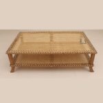 Leelawati Arts Home Décor Wood Bone Inlay Center Coffee Table | Wood inlaid Canning Table | Living Room Luxury Bone Inlay Canning Table