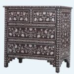 Luxury Mother of Pearl Floral Design Dresser Chest of 5 Drawers Sideboard  /  Handmade Vintage Chest of Drawer | Wood Inlaid Chest Drawer - Image 2