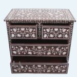 Luxury Mother of Pearl Floral Design Dresser Chest of 5 Drawers Sideboard  /  Handmade Vintage Chest of Drawer | Wood Inlaid Chest Drawer - Image 3