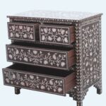 Luxury Mother of Pearl Floral Design Dresser Chest of 5 Drawers Sideboard  /  Handmade Vintage Chest of Drawer | Wood Inlaid Chest Drawer - Image 4