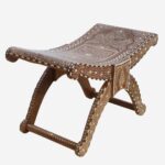 Leelawati Arts : Home Living Decorative Wood Bone Inlay Rowing Chair | Wood Bone Inlaid Roaming Chair - Image 3