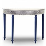 Leelawati Arts : Home Decor Flower Diamond Shape Blue Bone Inlay Console Table /  Antique Design Wood Bone Inlay Furniture Console Table