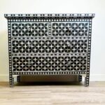 Leelawati Arts : Home Decorative 4 Drawer Black Mother Of Pearl Console Table / Home Decor Striking Pattern Console Table