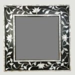 Home Decor Mother Of Pearl Inlay Black Floral Pattern Mirror Frame And Antique Design Black Mirror Frame