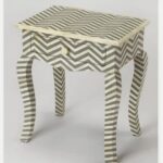 Leelawati Arts : Bone Inlay Zabra Design Bone Inlay 1 Drawer Bedside Table