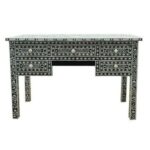 Leelawati Arts : Home Decorative Bone Inlay Almira Classic Look Black 5 Drawer Side Hall Table / Black Floral Pattern Console Table