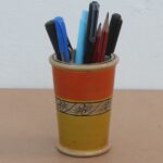 Antique Wood Inlay Hand Painted Table Decorative Home Decorative Pen Holder