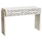 Leelawati Arts : Home Decorative 2 Drawer White Bone Inlay Console Hall Table / Home Decor White Geometric Pattern For Living Room Hall Console Table