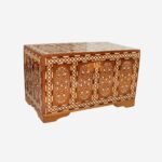 Bone Inlay Teak Wood Trunk Brown Box
