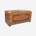 Bone Inlay Teak Wood Trunk Brown Box