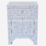 White Mother Of Pearl Bedside Table