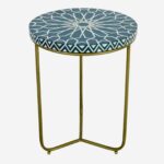 Bone Inlay Side Table And Bone inlay Stool