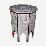 Mother of Pearl Side Table Stool Brown