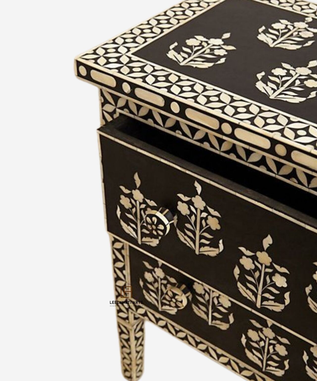 Bone Inlay 2 Drawer Chest Bedside Dresser Sideboard Leelawati Arts